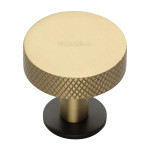 M Marcus Heritage Brass Knurled Disc Design Cabinet Knob with Rose 38mm 